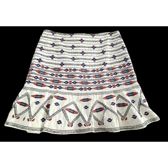 TWELFTH STREET Cynthia Vincent Embroidered Mini Skirt White Multicolor S 80-27 - Picture 1 of 13